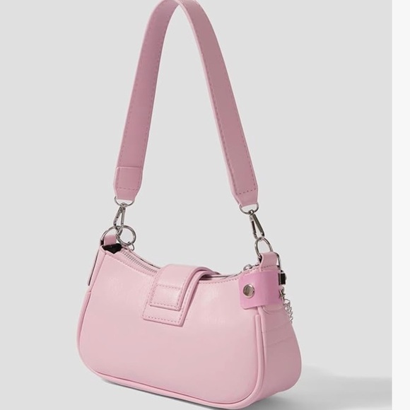 Y2K style whimsy goth Shoulder Bag with Chain Accents buckles - Picture 4 of 5